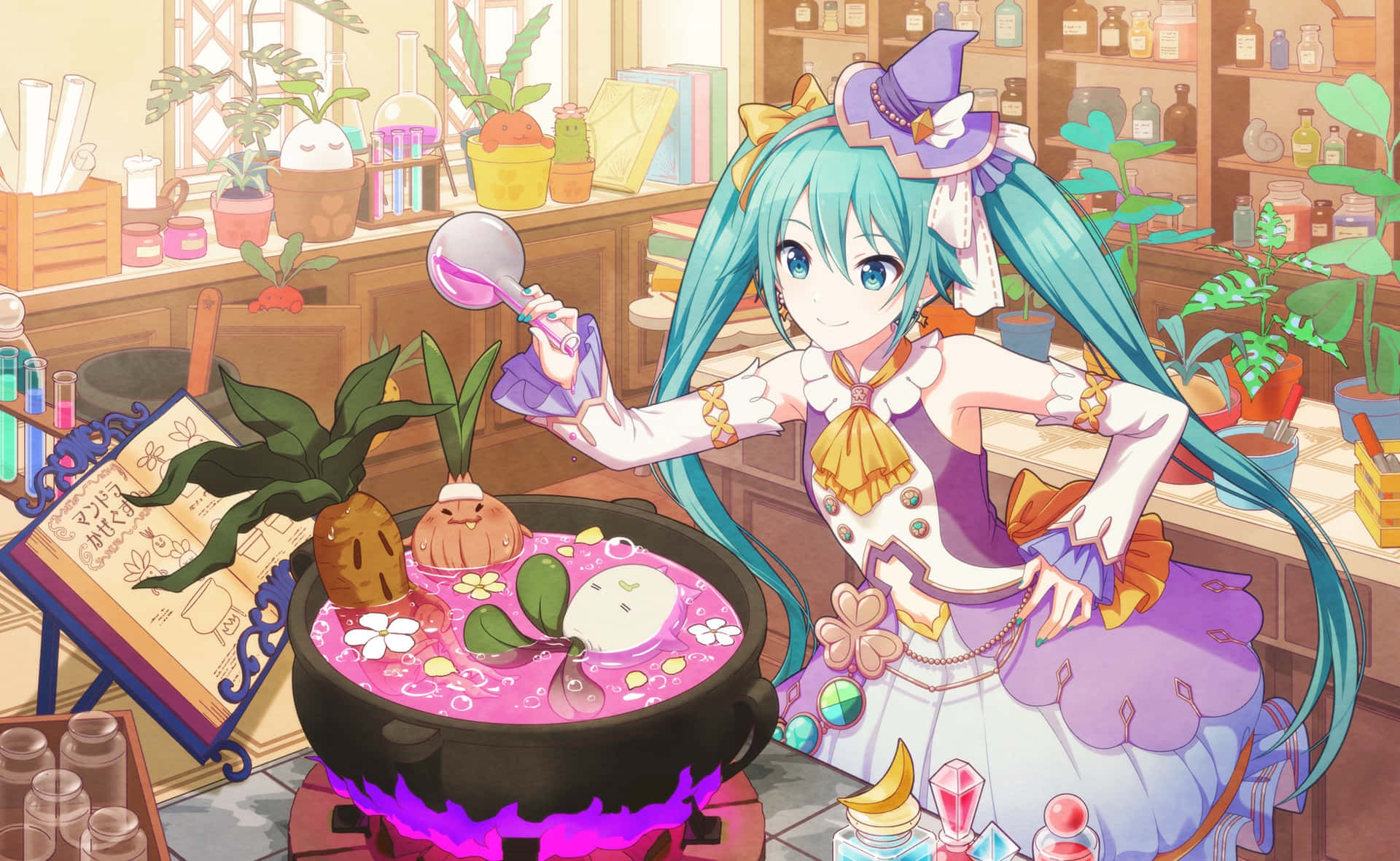 Magical Potion Creation Anime Style Wallpaper