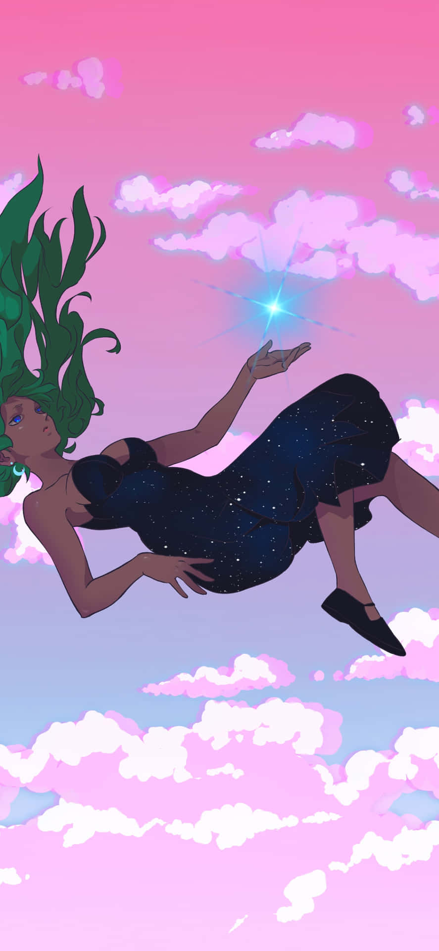 Magical_ Sky_ Floating_ Anime_ Girl Wallpaper