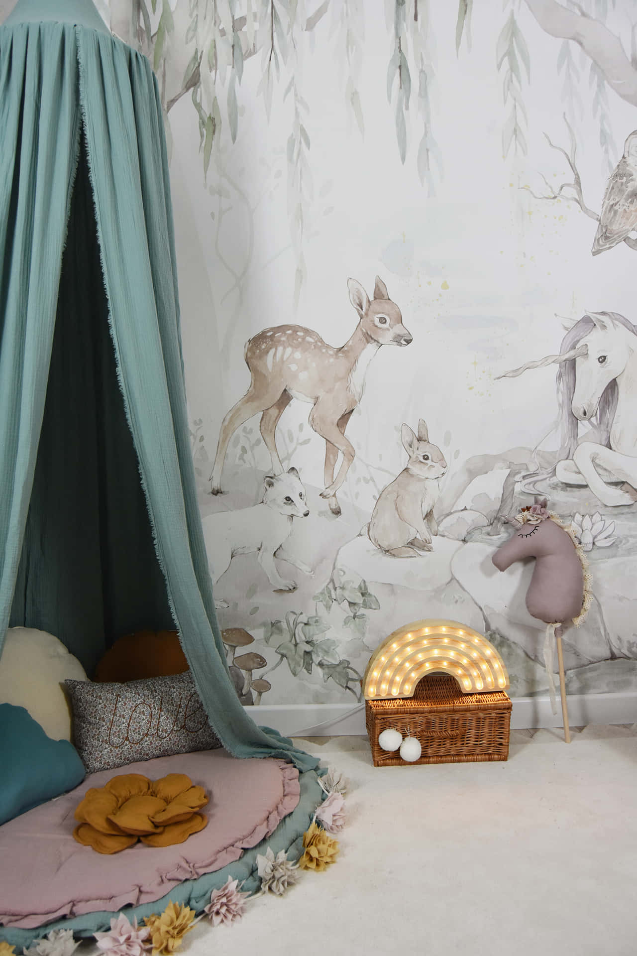 Magical Bed Setting Magical Unicorn Wallpaper