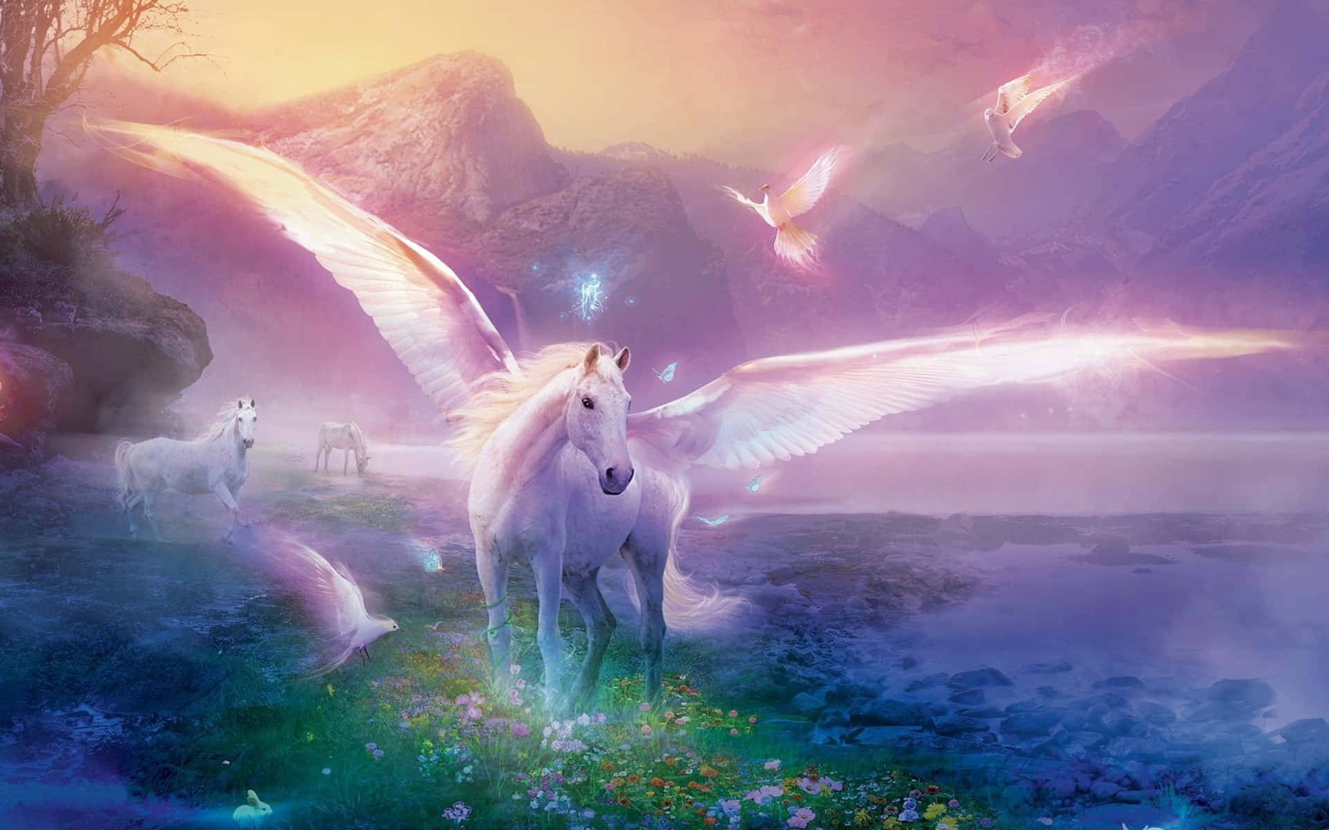 Magical Unicorn With Wings Wallpaper