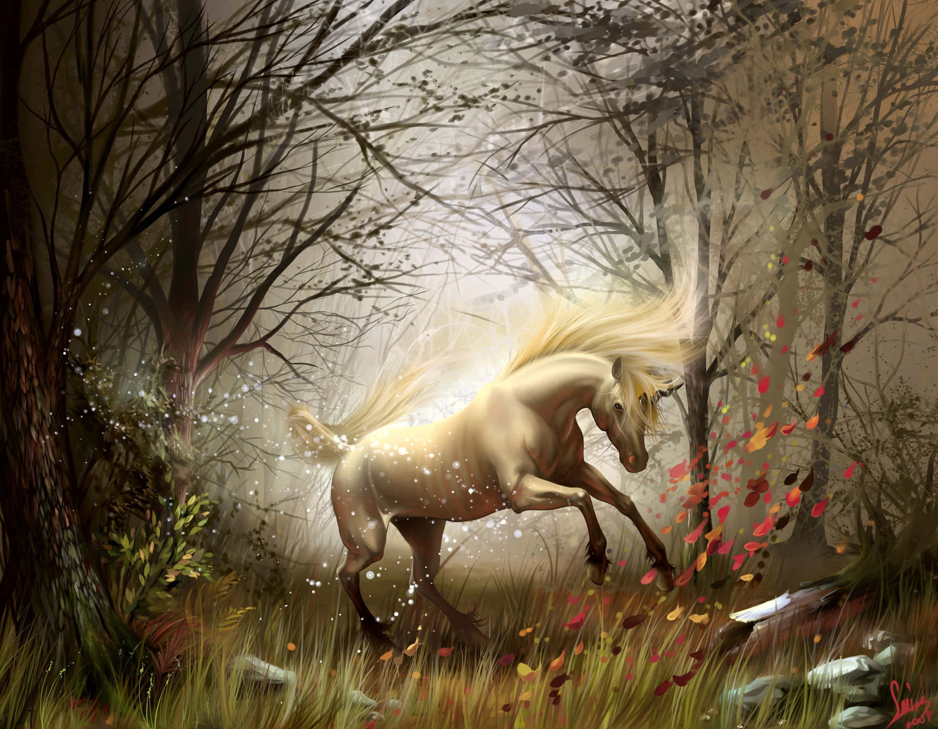 Magical Unicorn Magical Forest Wallpaper