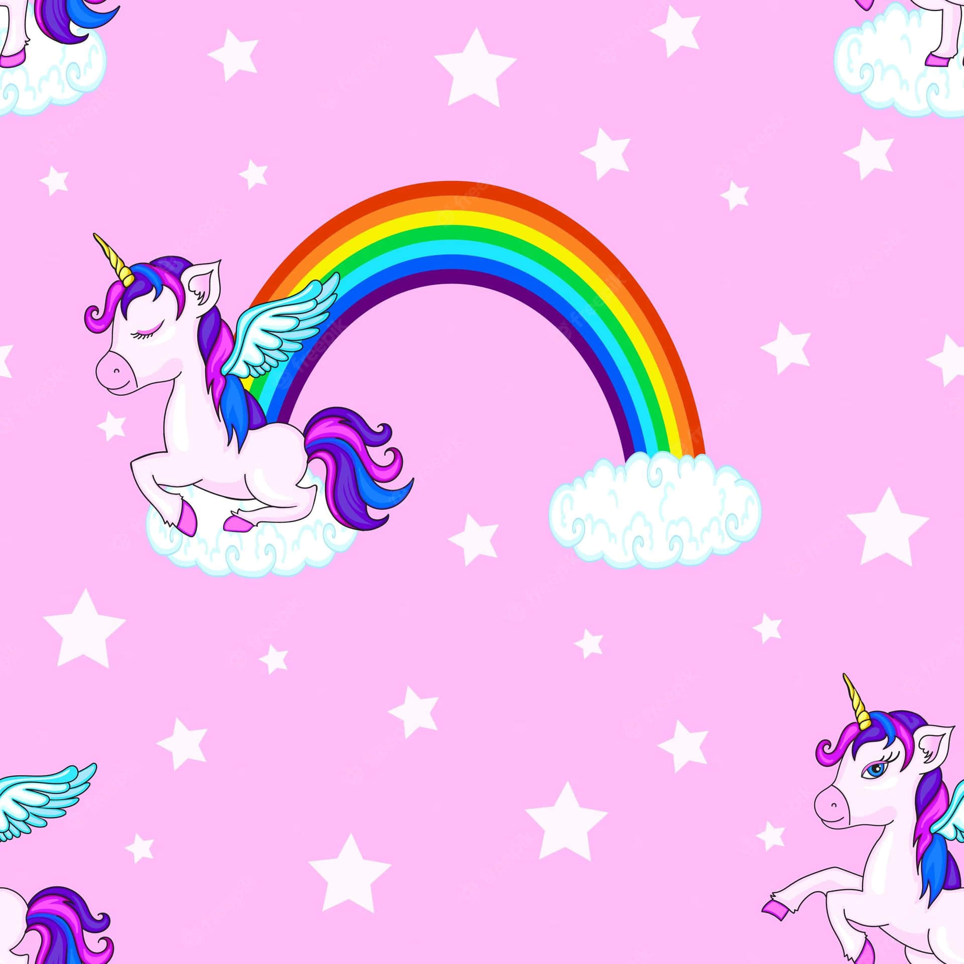 Cute Magical Unicorn Rainbow Wallpaper