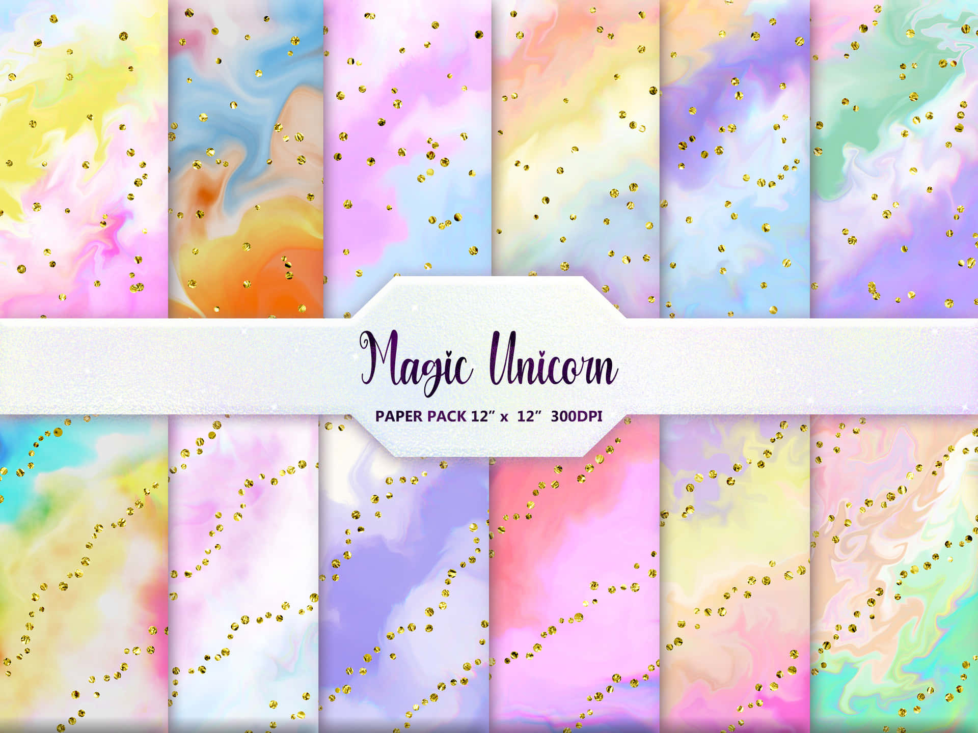 Magic Unicorn Background Digital Paper Wallpaper