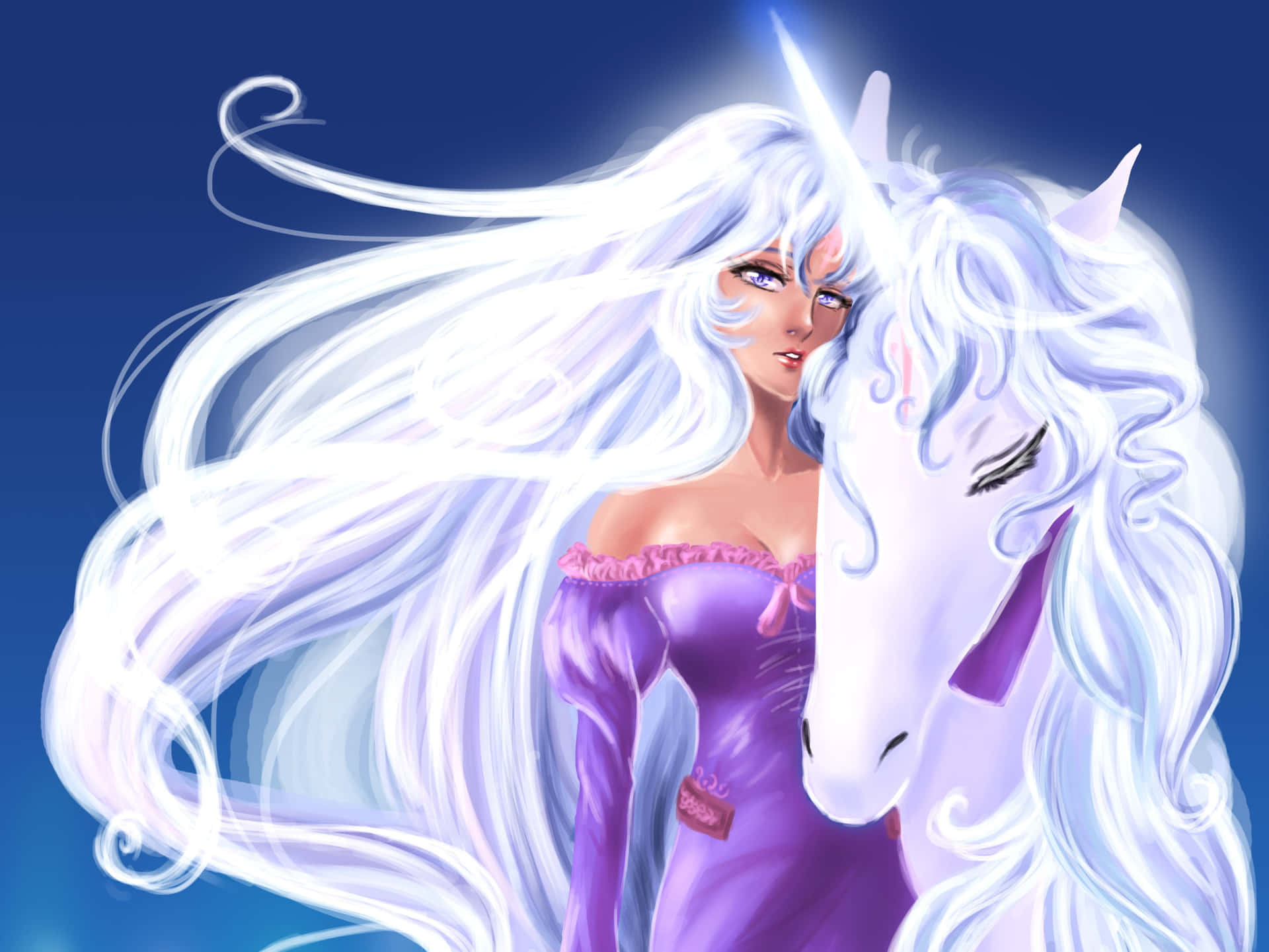 Magical Unicorn Magical Woman Wallpaper