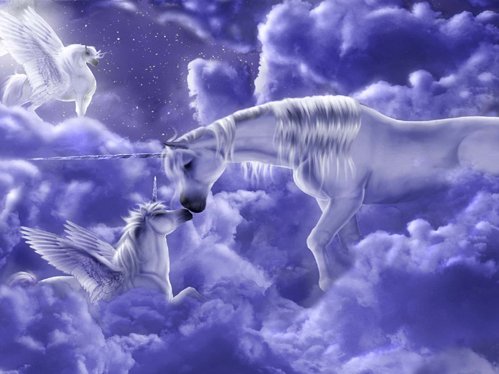En magisk unicorn galopperer gennem en mystisk skov Wallpaper