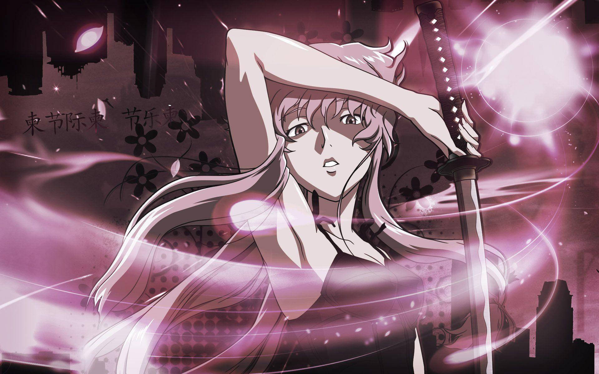A Yuno Gasai Mágica É Um Personagem De Anime Popular Frequentemente Encontrado Em Papéis De Parede De Computador. Papel de Parede