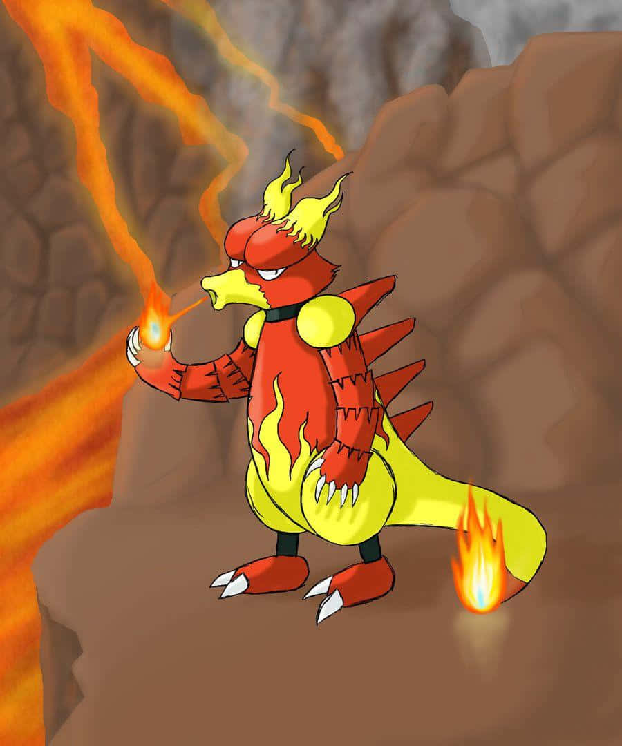 Magmar In Action - Unleashing Powerful Flames Wallpaper