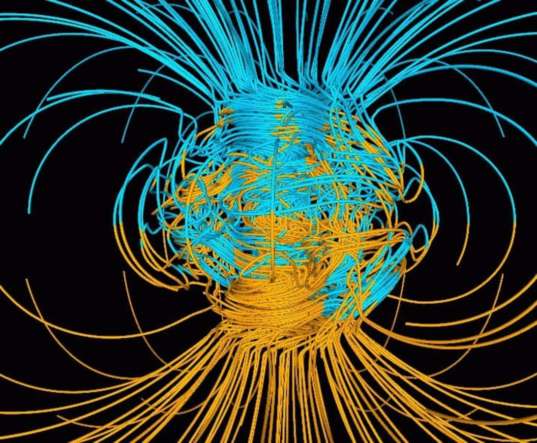 Caption: Stunning Visualization of Earth's Dynamic Magnetic Field Wallpaper