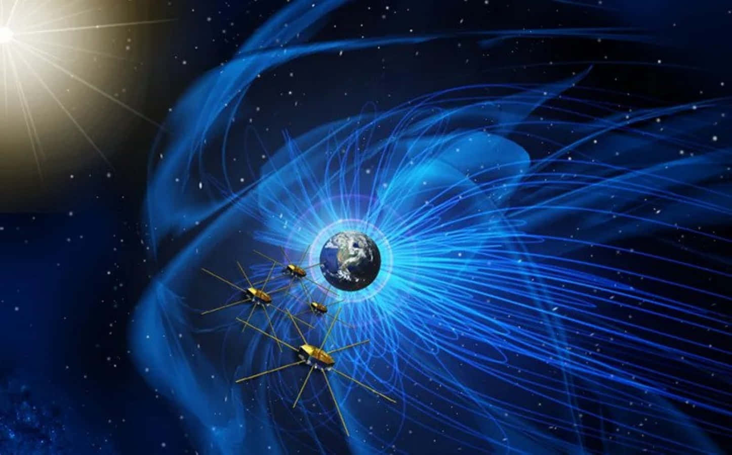Colorful Visualization of Earth's Magnetic Field Wallpaper