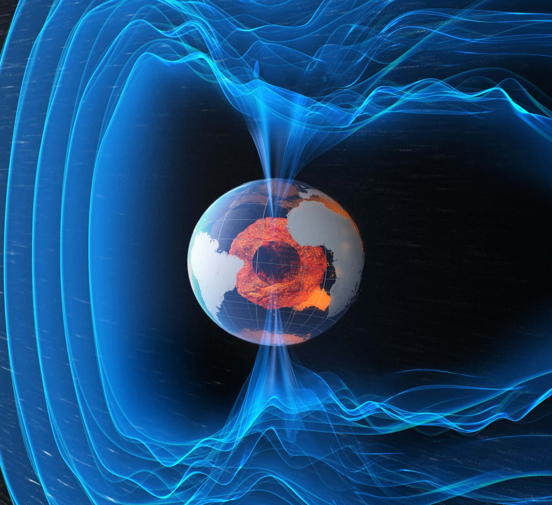Magnetic field surrounding Earth Wallpaper