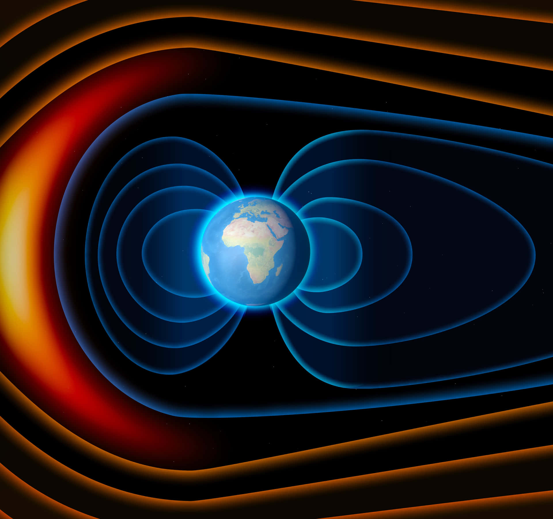 Colorful Visualization of Earth's Magnetic Field Wallpaper