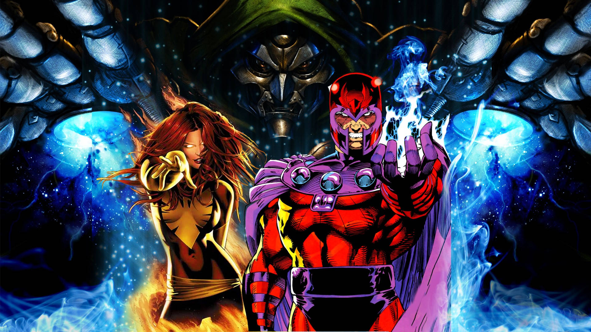 Magneto Og Jean Grå Wallpaper