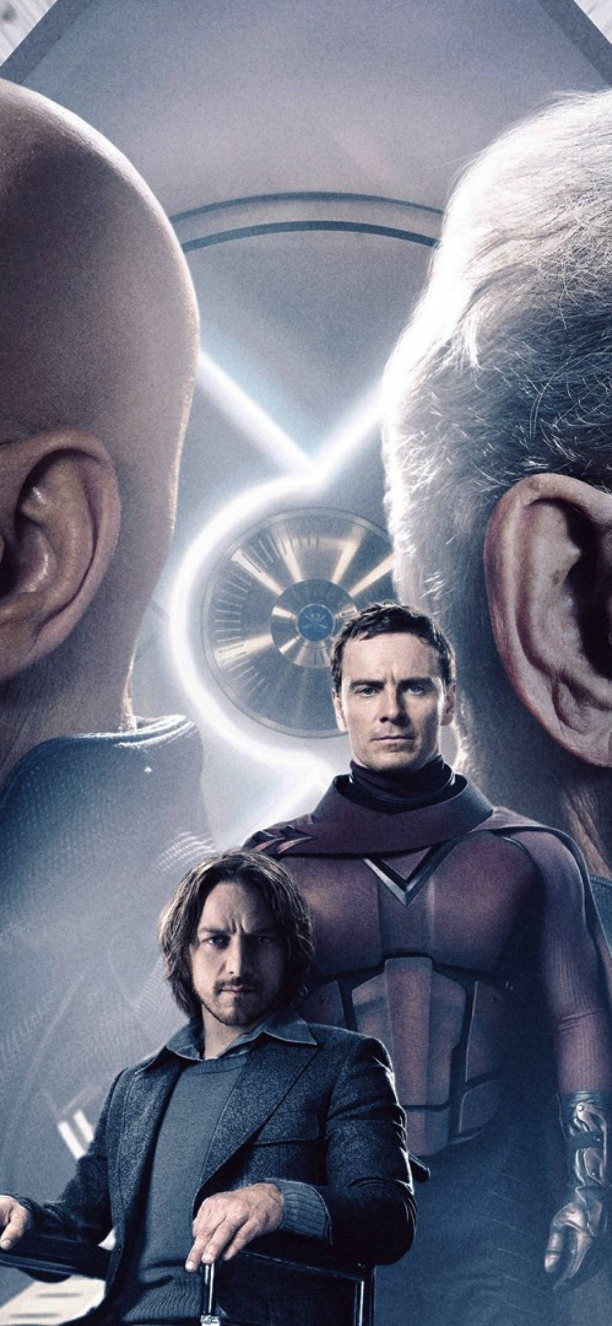 Magneto og professor X Sølvne Billede Tapet Wallpaper