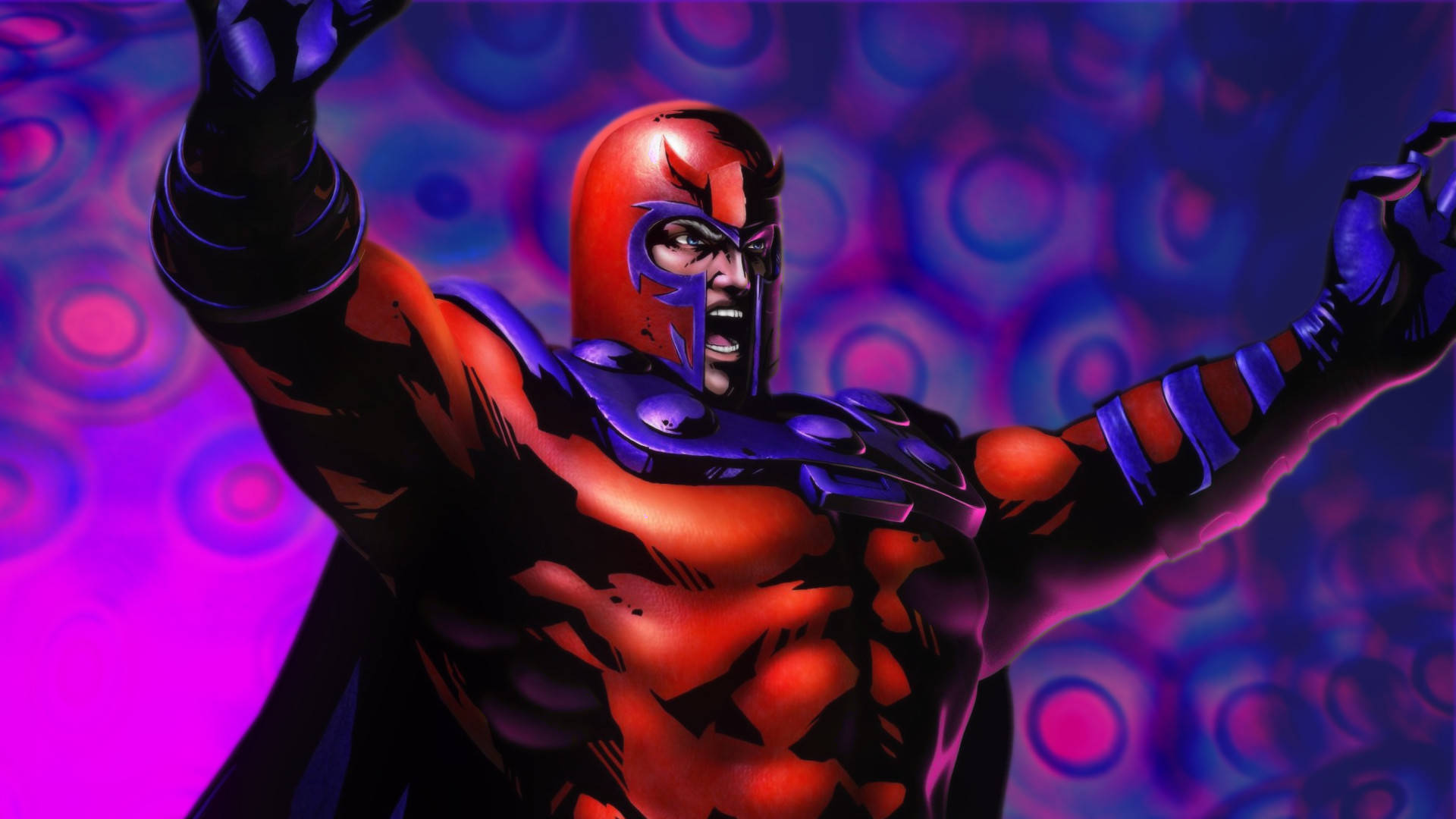 Magneto Engulfed in Blue Energy Circles Wallpaper