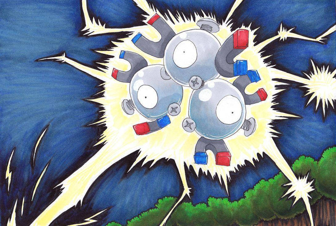 "Electrifying power of Pokemon Magneton in action" Wallpaper