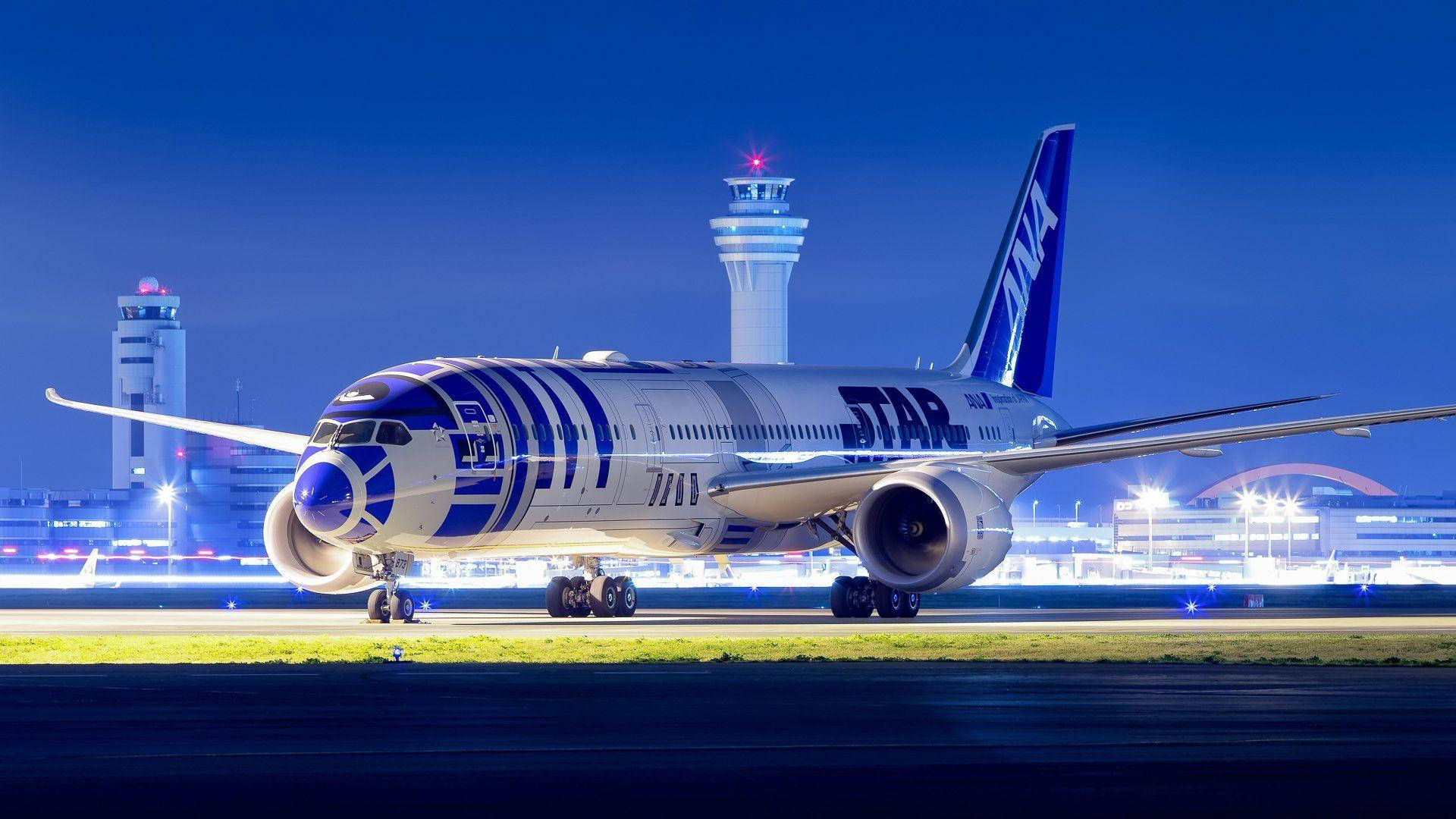Magnificent ANA Airplane At Night Wallpaper