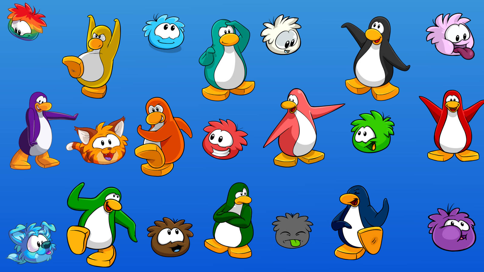 Prächtigeclub Penguin Charaktere Wallpaper