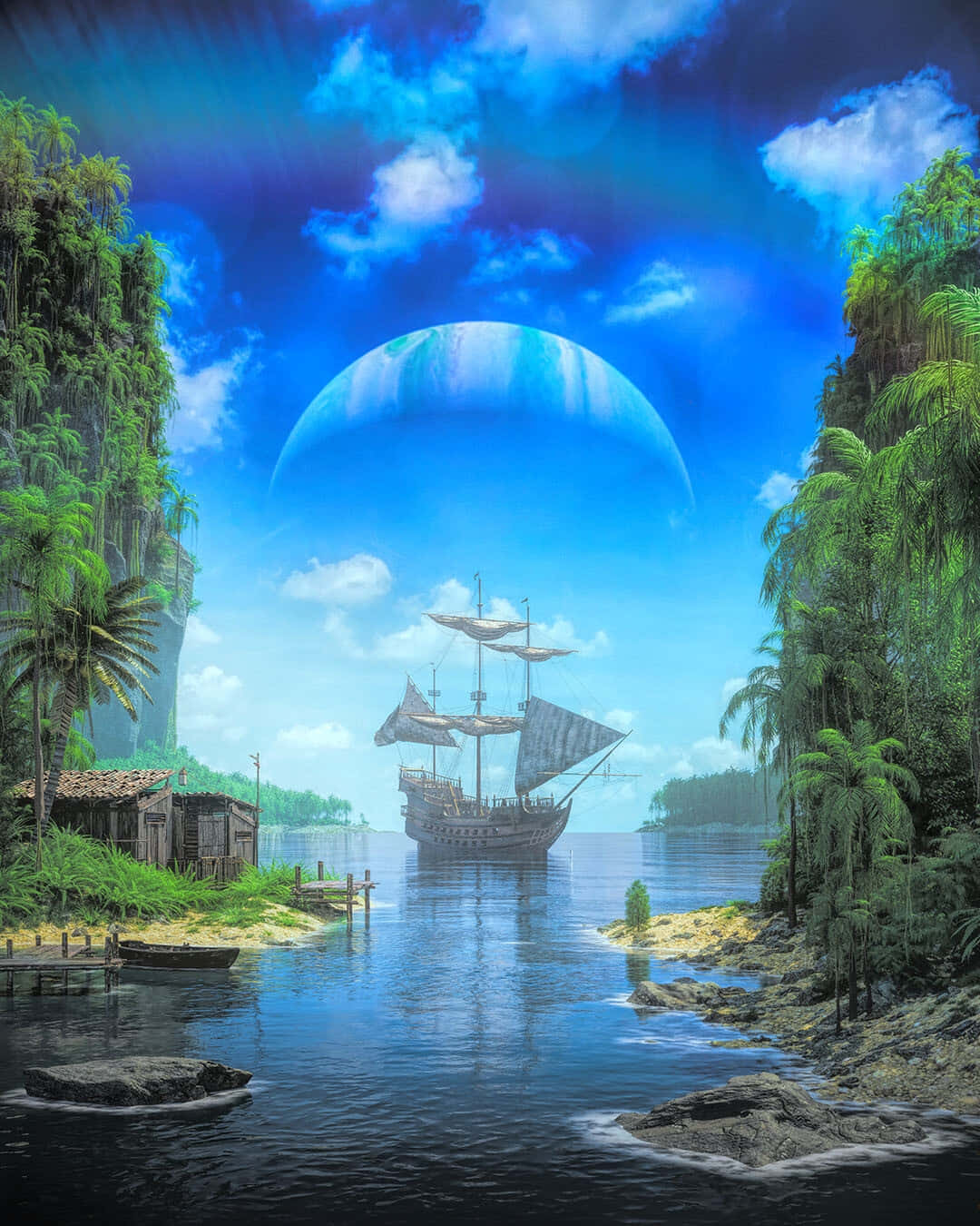 Magnificent Fantasy Pirate Ship Wallpaper