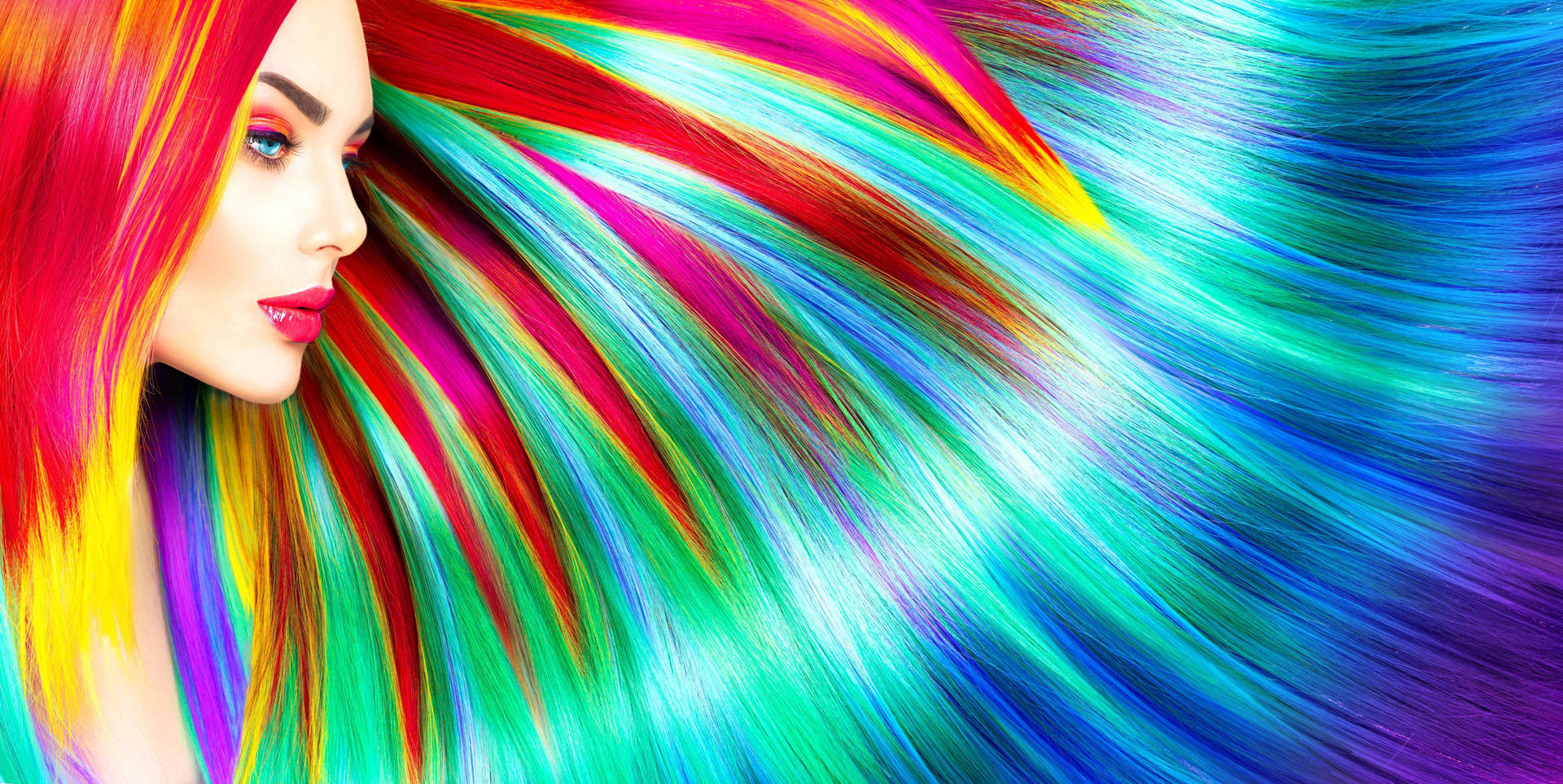 Gorgeous Rainbow Hair Enchantment Wallpaper