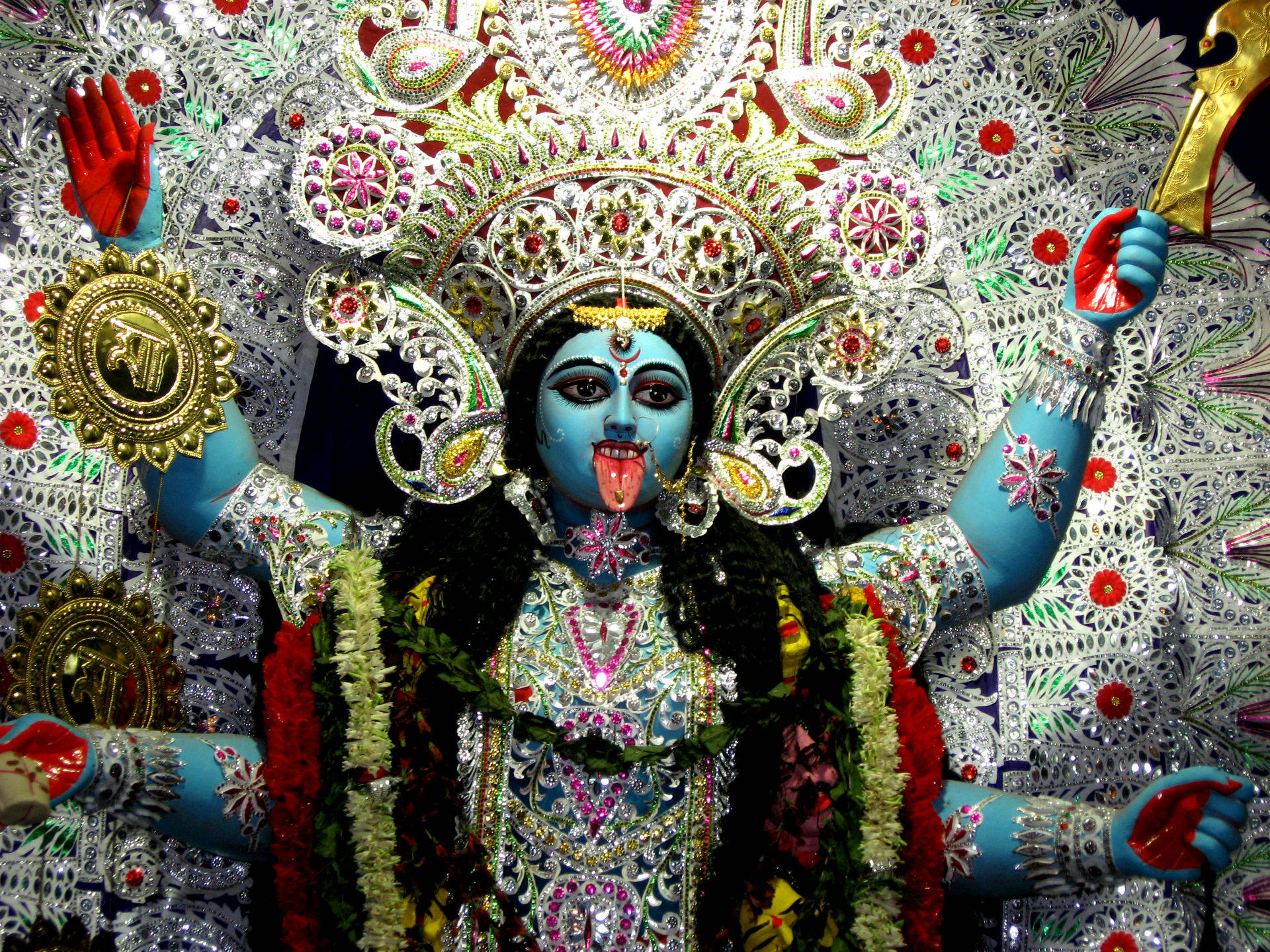 Magnificent Statue Of Goddess Kali Background