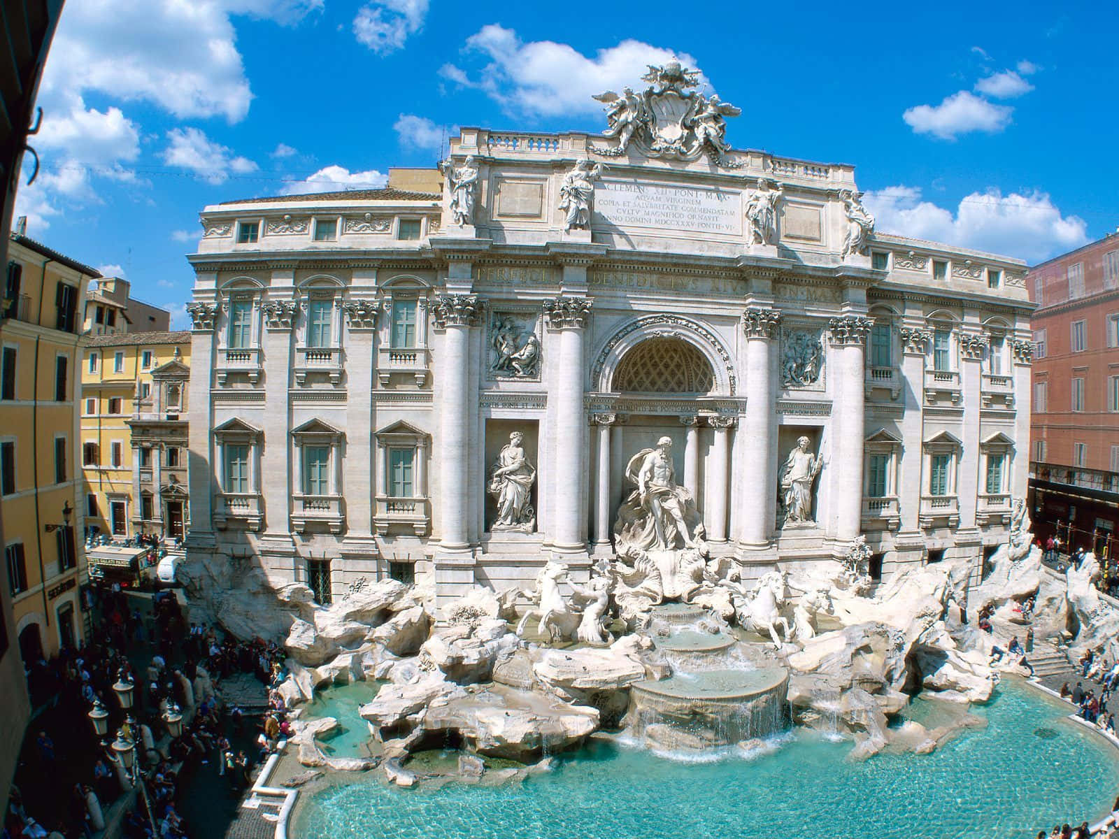 Espectacularestructura De La Fuente De Trevi En Roma. Fondo de pantalla