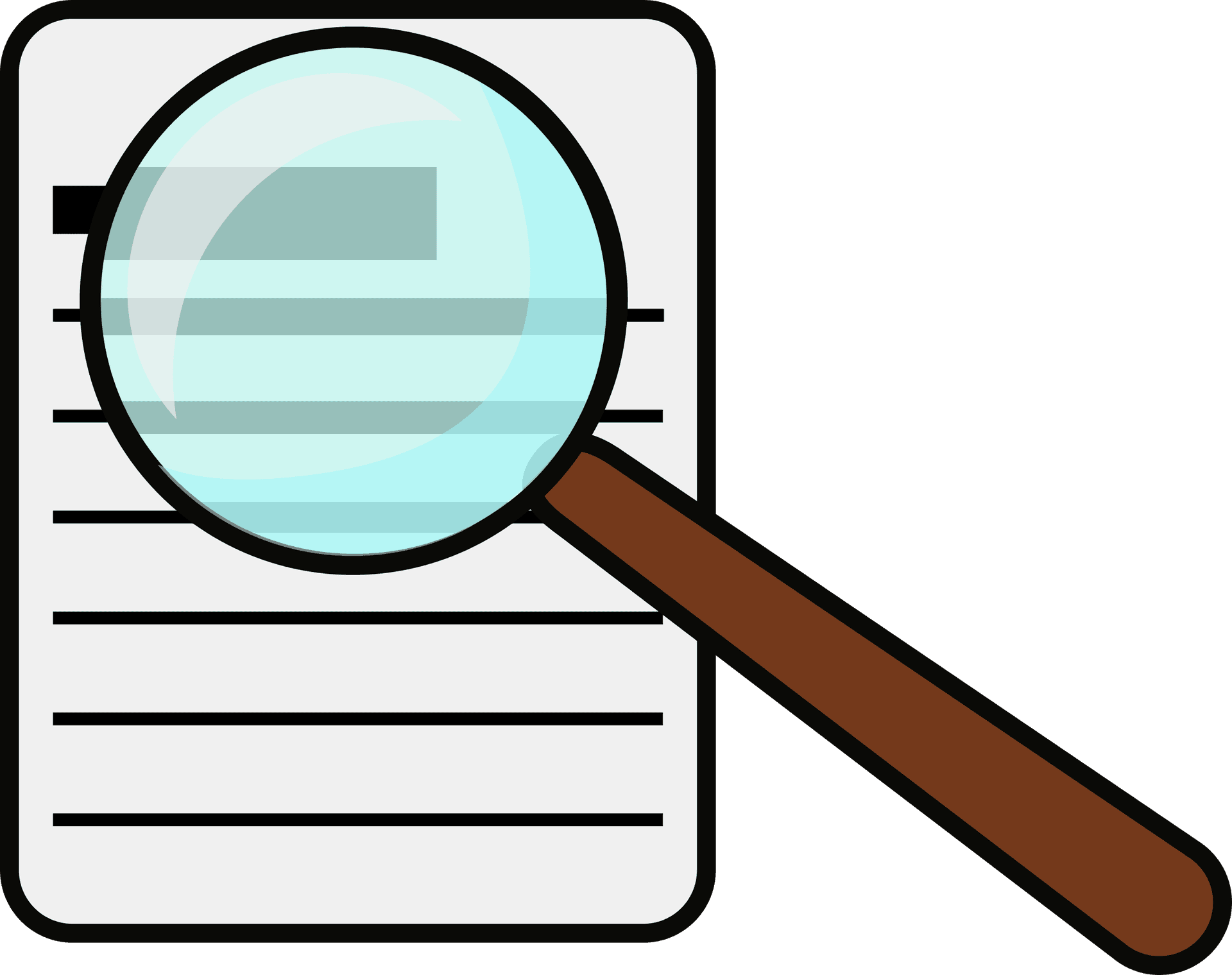 Magnifying Glass Over Document PNG
