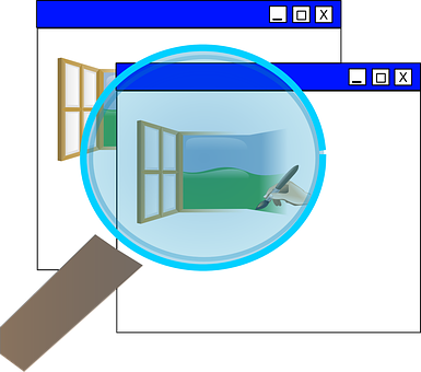 Magnifying Glass Window Concept PNG