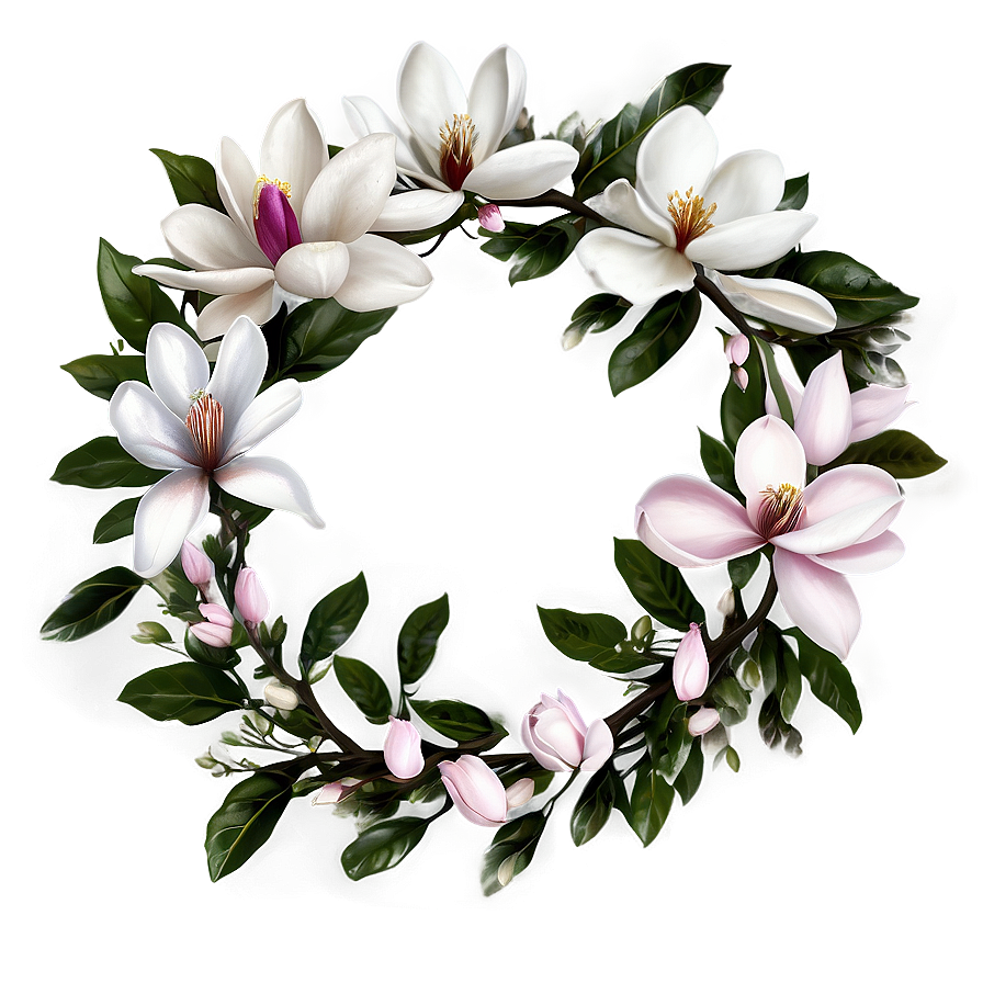 Magnolia Flower Circle Png 06252024 PNG