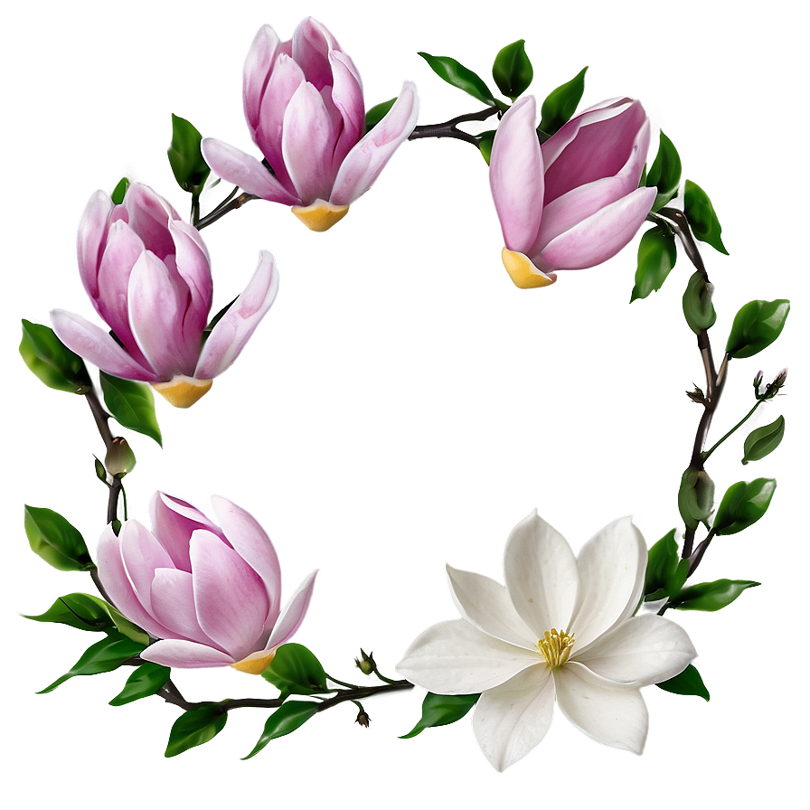 Magnolia Flower Frame Png 06252024 PNG