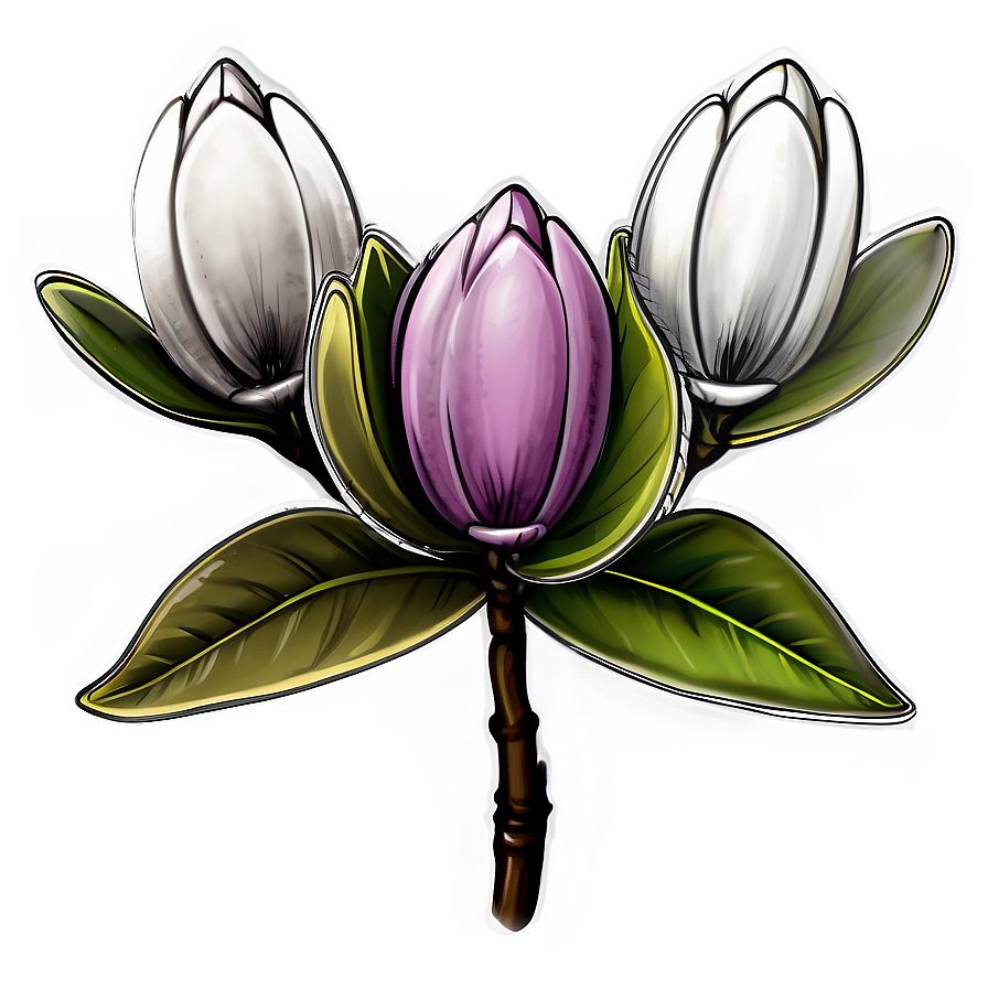 Magnolia Flower Sketch Png 05252024 PNG