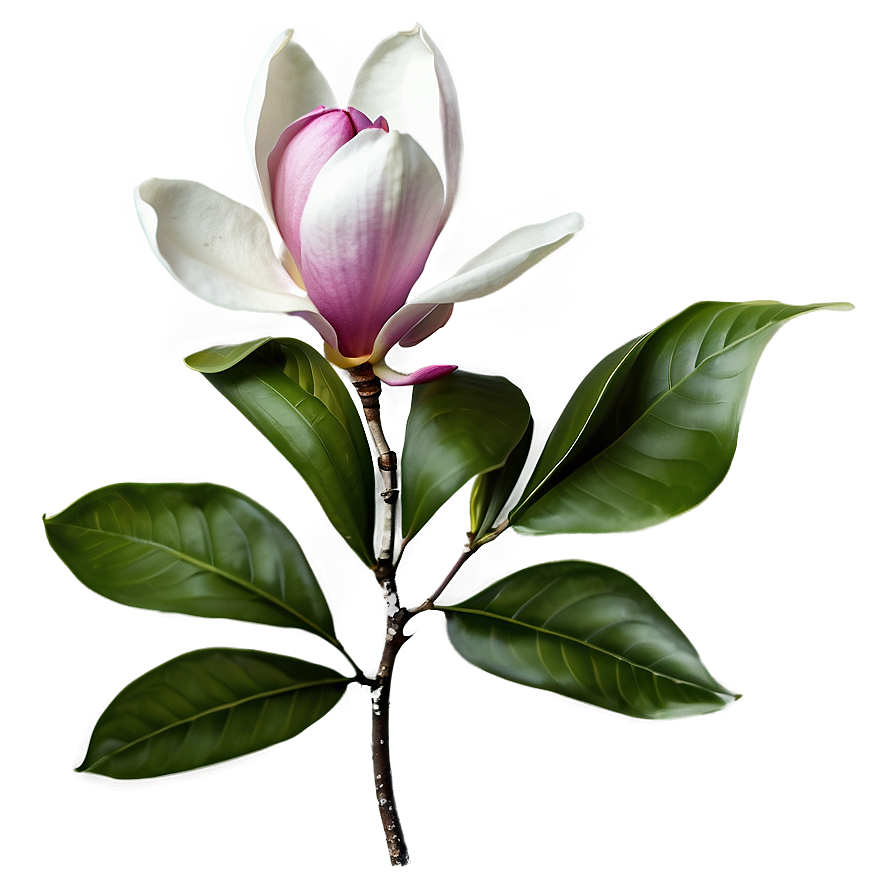 Magnolia Flower With Leaves Png Jpv PNG