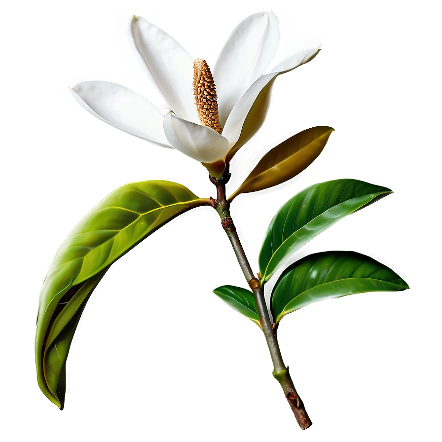 Magnolia Flower With Leaves Png Vap PNG