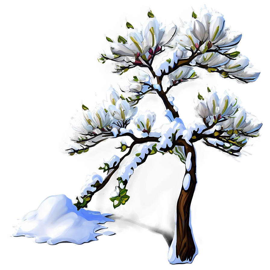 Magnolia Tree In Snow Png Xan20 PNG