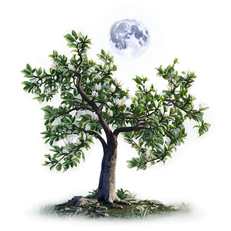 Magnolia Tree Under Moonlight Png Clq12 PNG