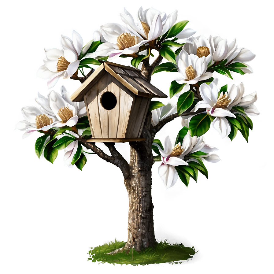 Magnolia Tree With Birdhouse Png Fnv28 PNG