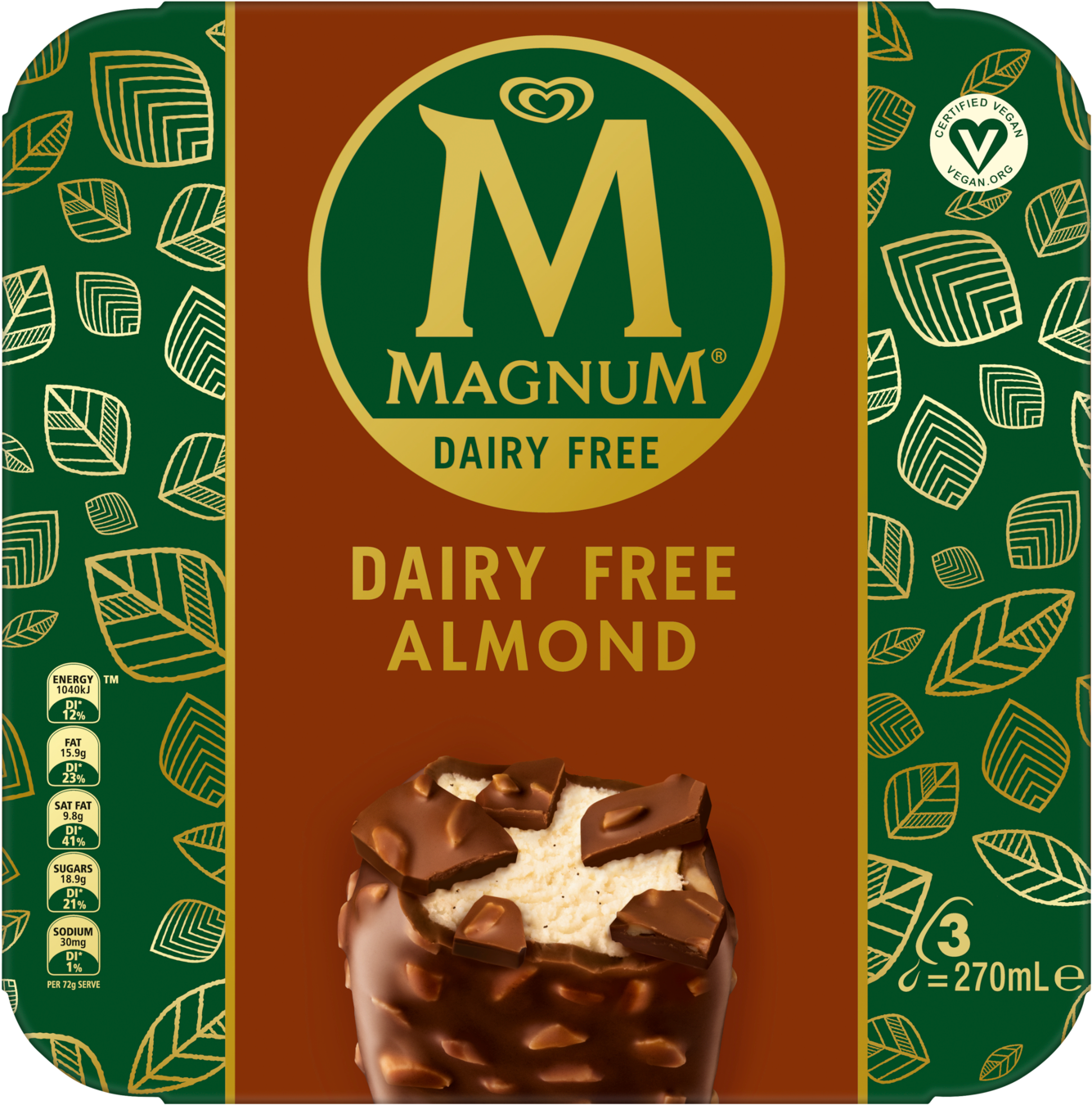 Magnum Dairy Free Almond Ice Cream Packaging PNG