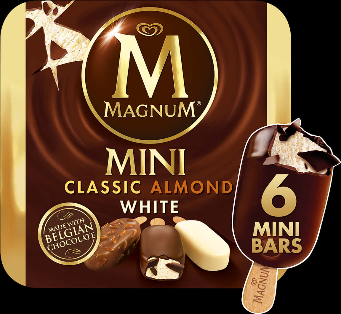 Magnum Mini Classic Almond White Ice Cream Pack PNG