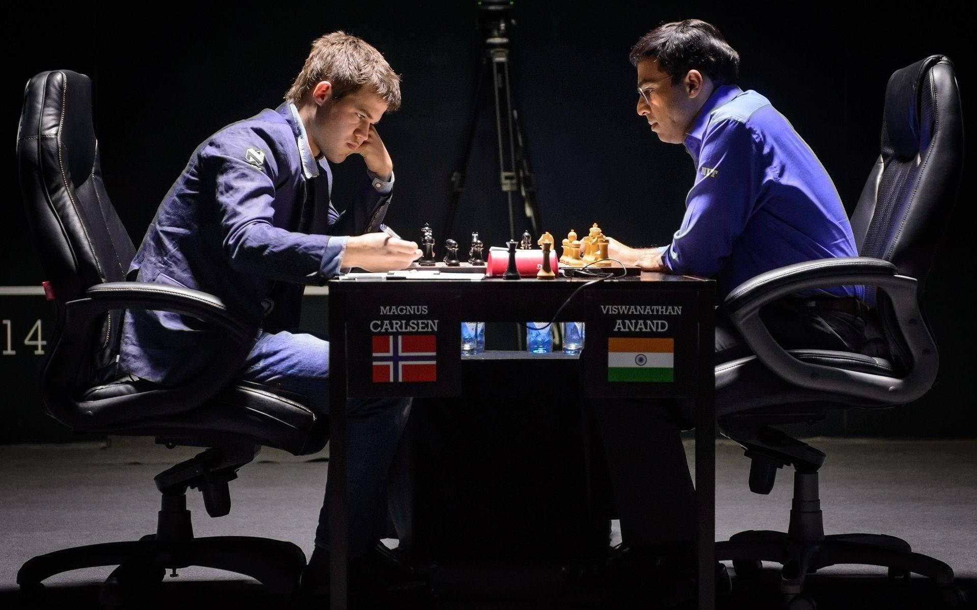 Magnus Carlsen Og Viswanathan Anand Wallpaper
