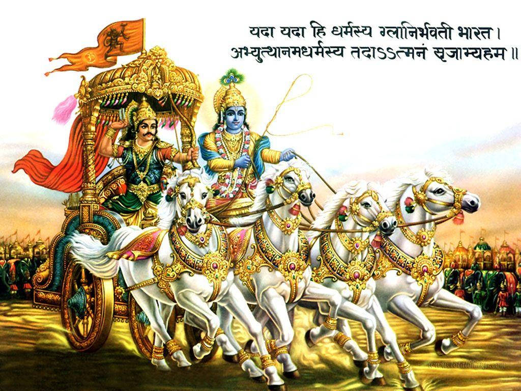 Mahabharat Krishna Carriage Wallpaper