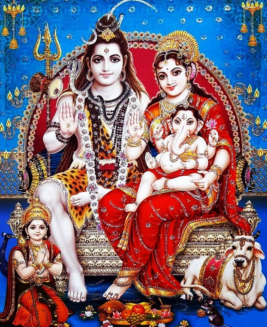 Mahadev And His Complete Family Hd Wallpaper