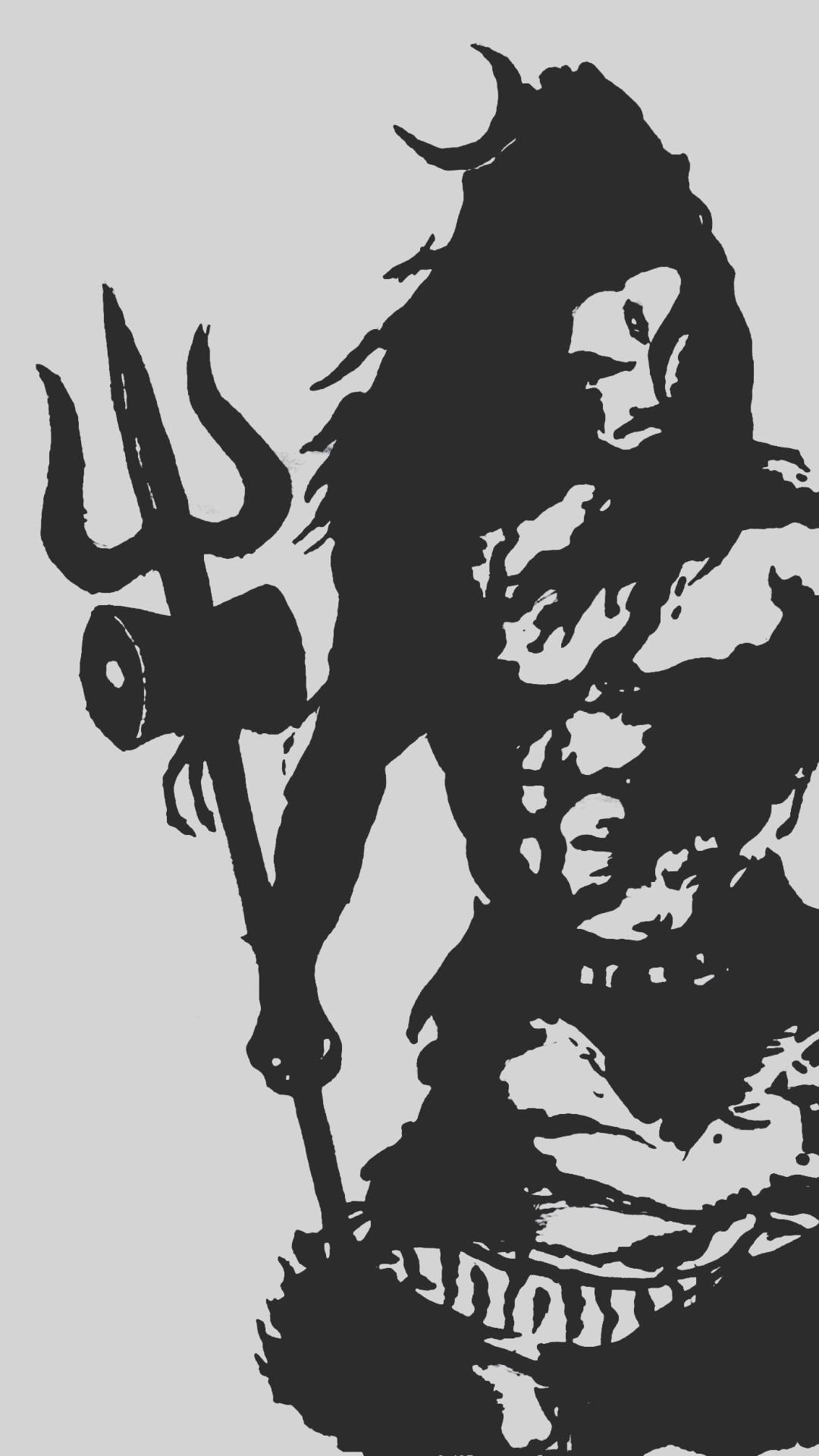 Mahadevrudra Avatar In Schwarzer Umrissoptik Wallpaper