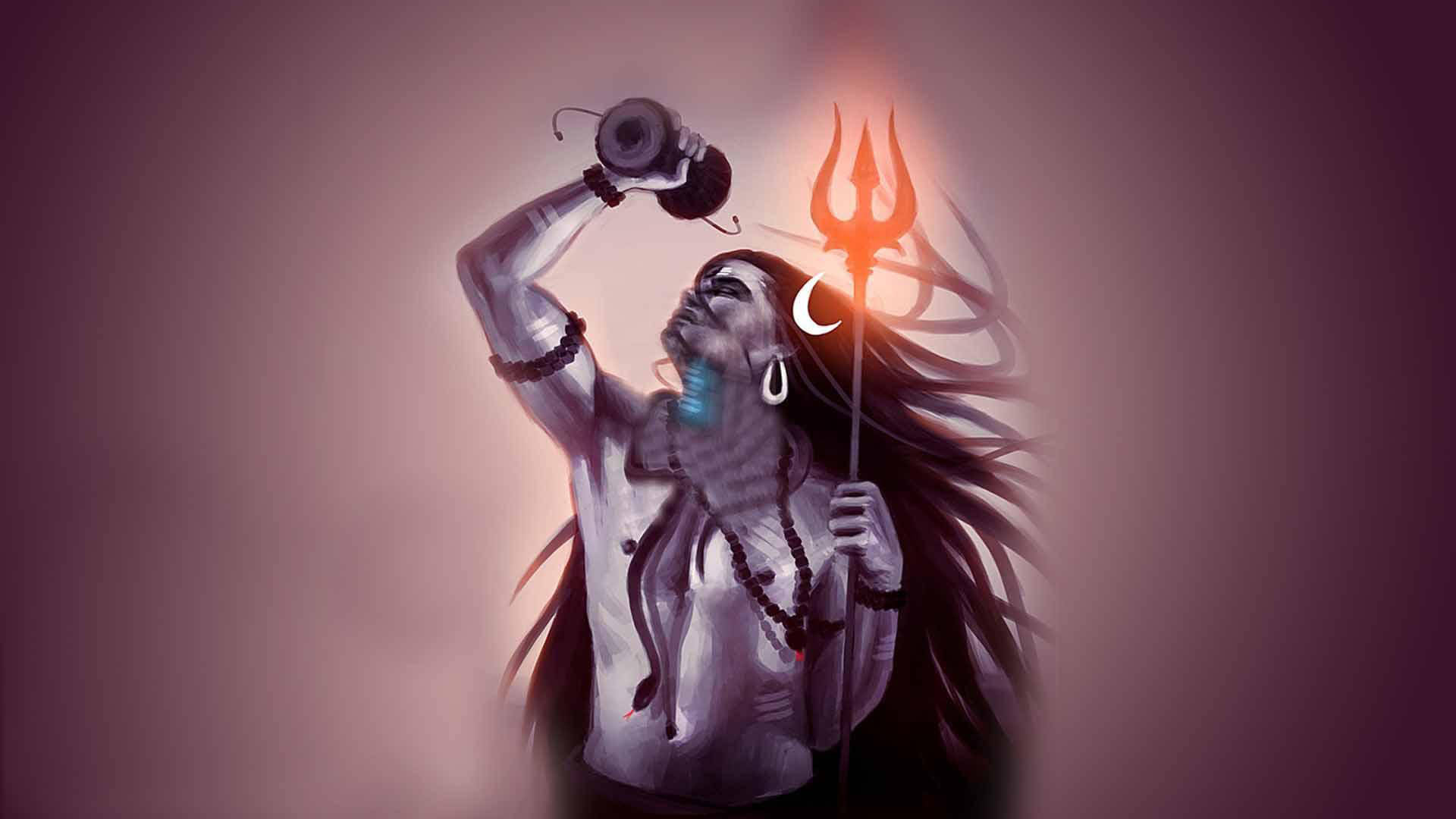 Mahadev Rudra Avatar Med Tromme Wallpaper