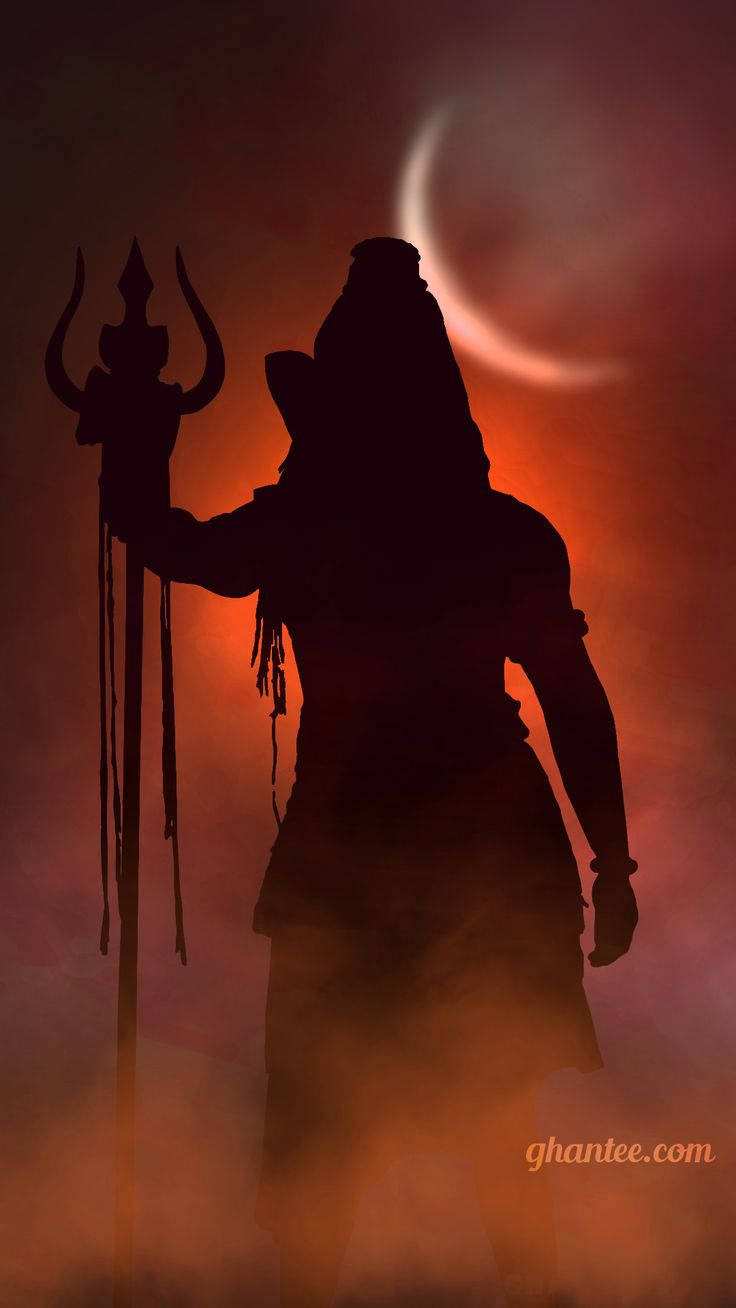 Mahadev Silhouette With Crescent Moon Hd Wallpaper