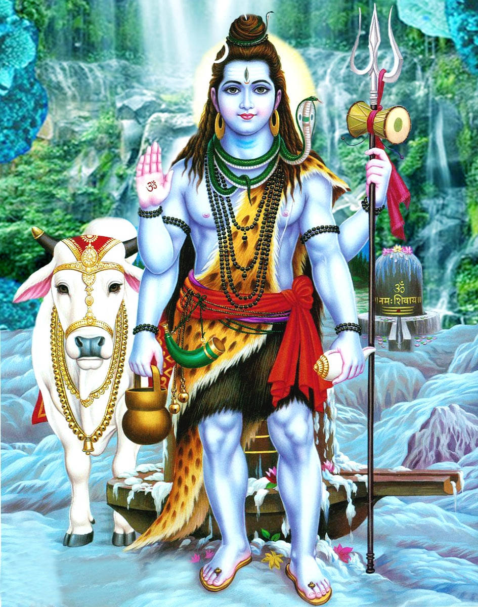 Mahadev Standing With A Cow Hd Wallpaper