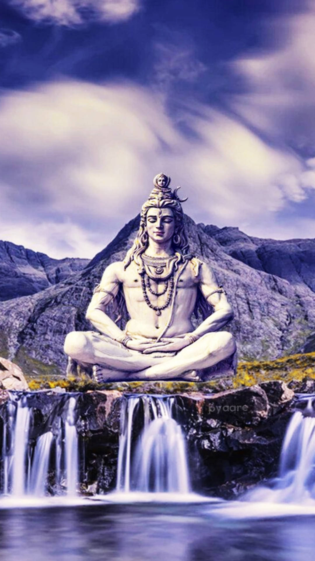 Download Mahadev Statue Over Falls Hd Wallpaper 