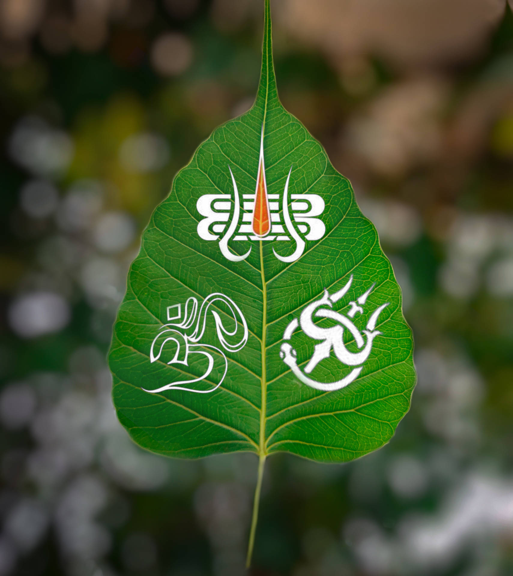 Mahakal-logo på en bladrig baggrund Wallpaper