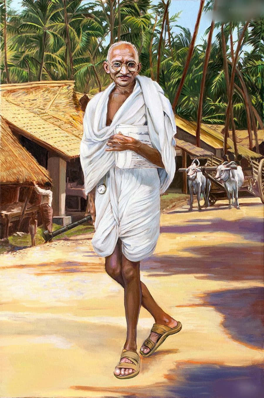 Gandhigemälde - Gandhi In Einem Weißen Gewand