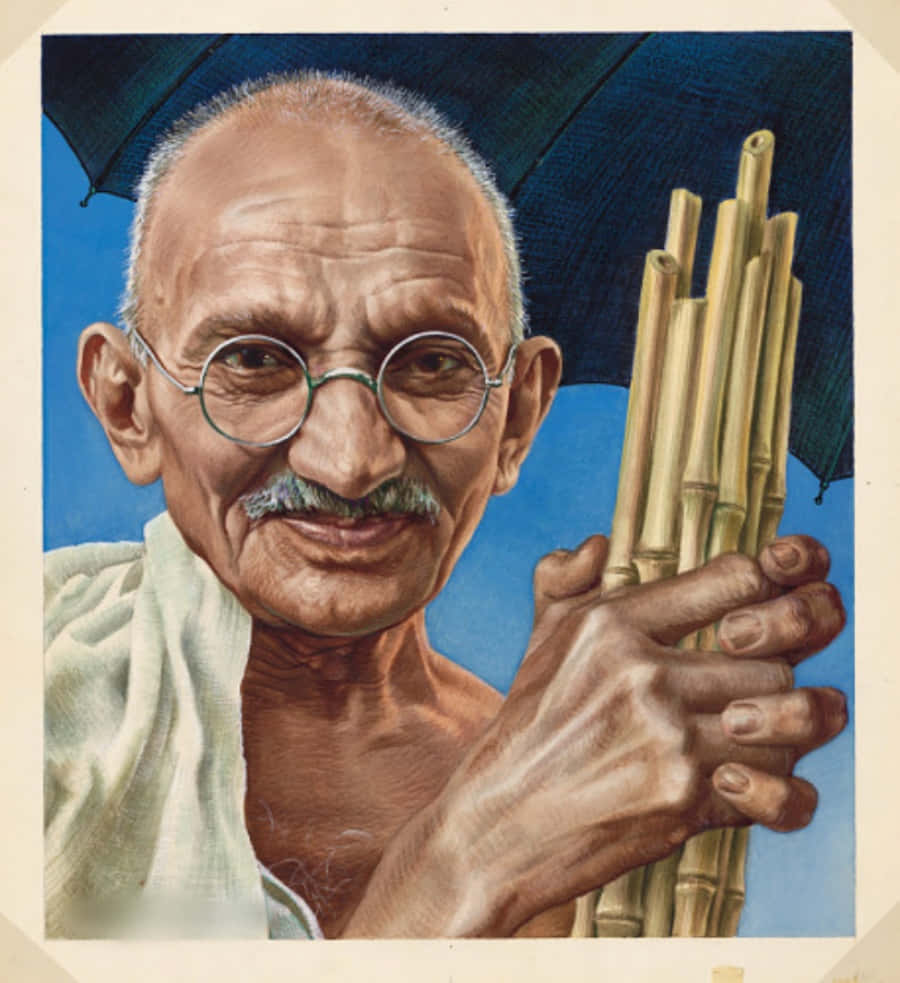 Illeader Rivoluzionario Mahatma Gandhi Guida La Marcia Dell'india Verso La Libertà