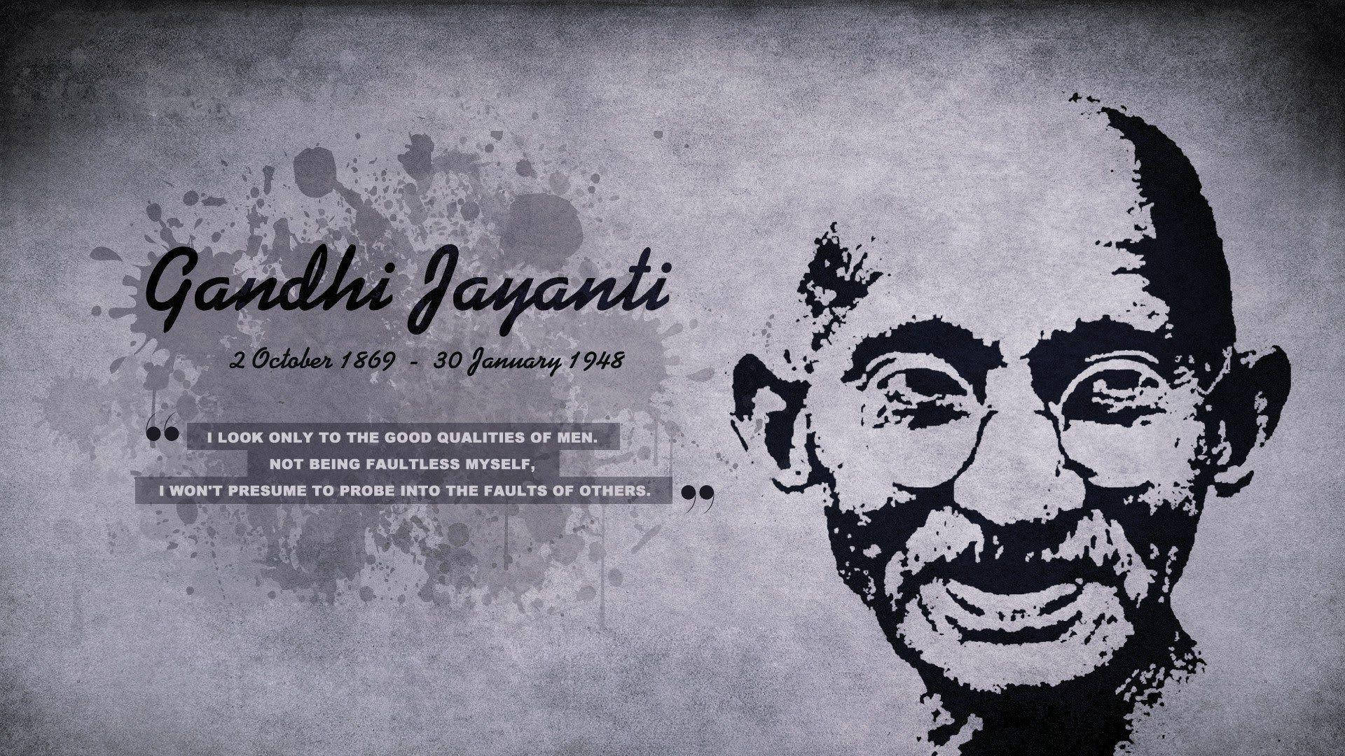 Mahatma Gandhi Black Outline Portrait Wallpaper