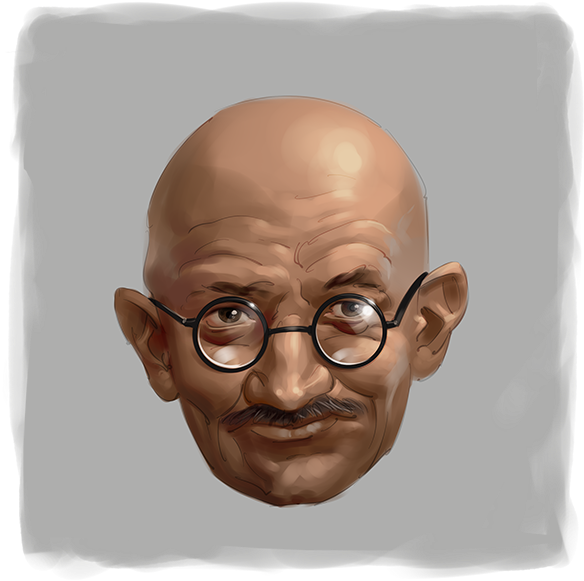 Mahatma Gandhi Caricature Artwork PNG
